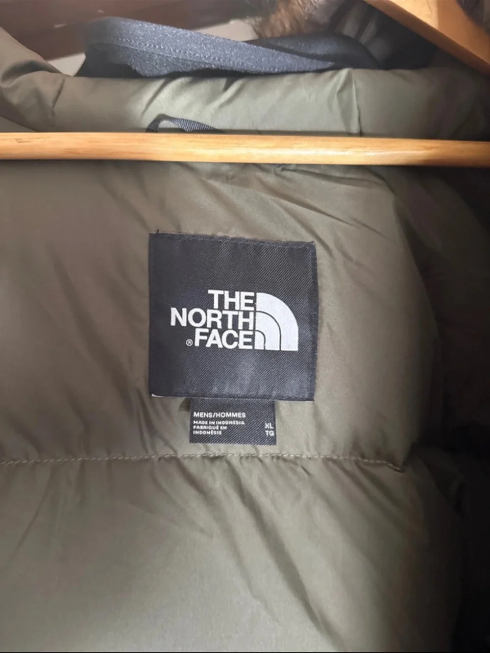 The North Face Men's Olive Puffer Jacket with Logo Patch size XL